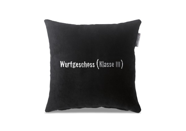 Typo-Design-Kissen "Wurfgeschoss (Klasse III)"