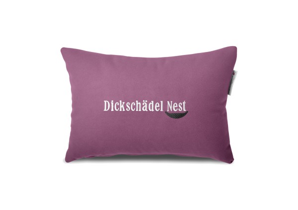 Typo-Design-Kissen "Dickschädel Nest"